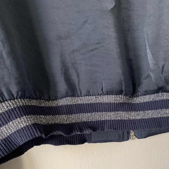 Lucy Paris Satin Bomber Jacket Clara Glitter Striped Medium - Picture 16 of 16